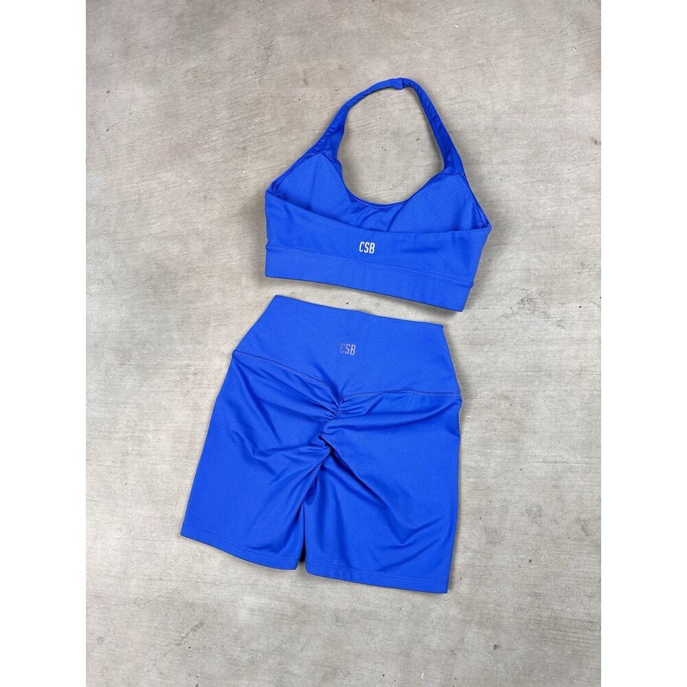 Crop Shop Boutique Blue Sports Bra and shorts